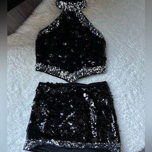 Black and Silver Sequin Set